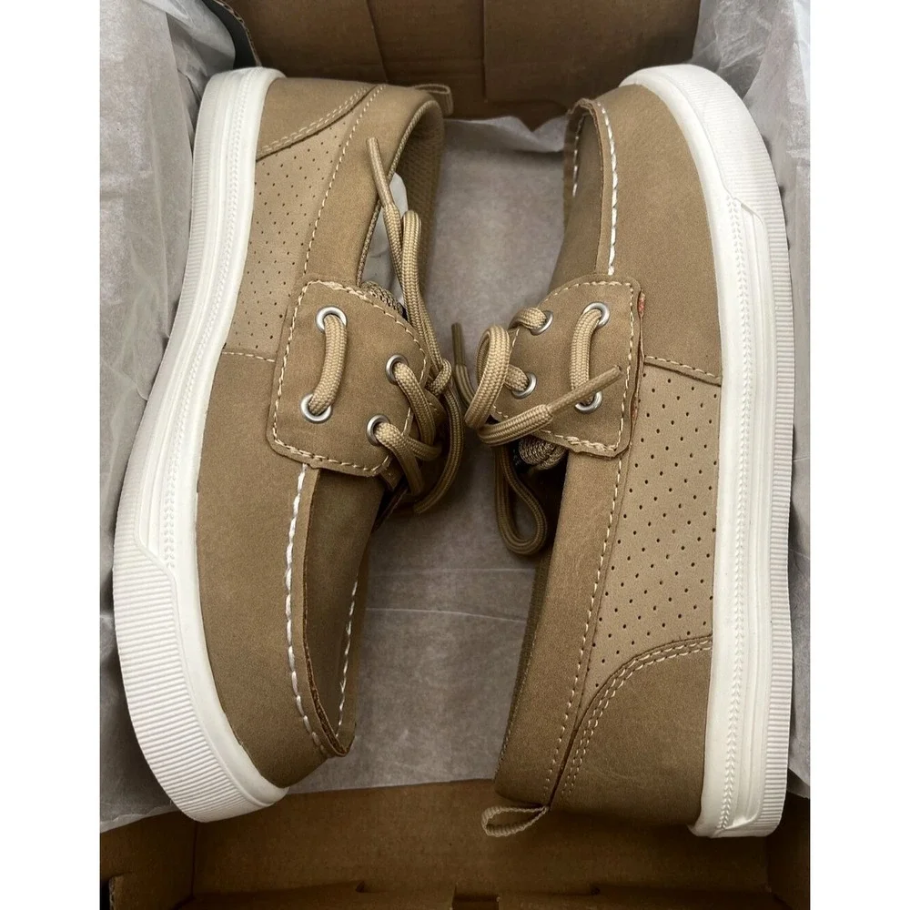 Sperry Youth Big Boys Boat Shoes Size 1 Tan Beige Lightweight Comfort Shoes